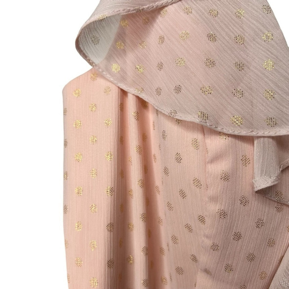 MAC DUGGAL Pink Salmon Polka Dot Asymmetrical Ruffle Formal Maxi Gown Size 8 - Picture 7 of 16
